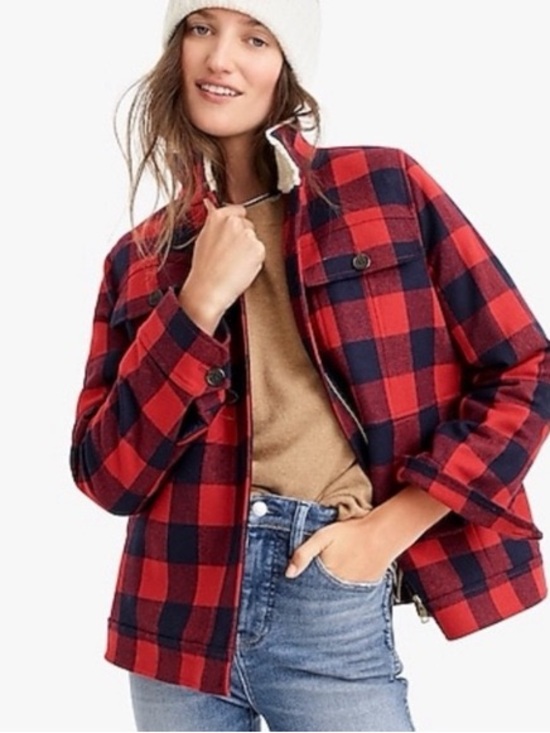 J. Crew Jackets & Blazers - J. Crew Red & Black Buffalo Plaid Quilted Utility Jacket